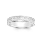 Bague bandeau zircons baguettes bordé de zircons ronds en argent 925