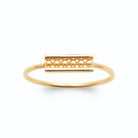 Bague barrette ajourée rangée de billes d’or en plaqué or