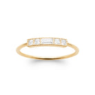 Bague barrette de zircons baguettes et ronds en plaqué or
