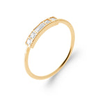 Bague barrette de zircons baguettes et ronds en plaqué or