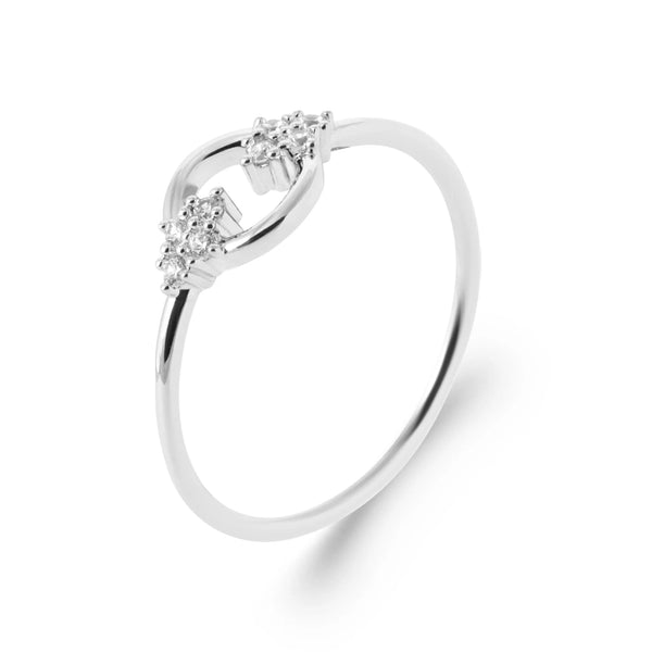 Bague boucle nouée et zircons en argent 925