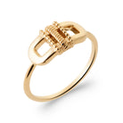 Bague boucle rectangulaire ajourée et barrette côtelée en plaqué or