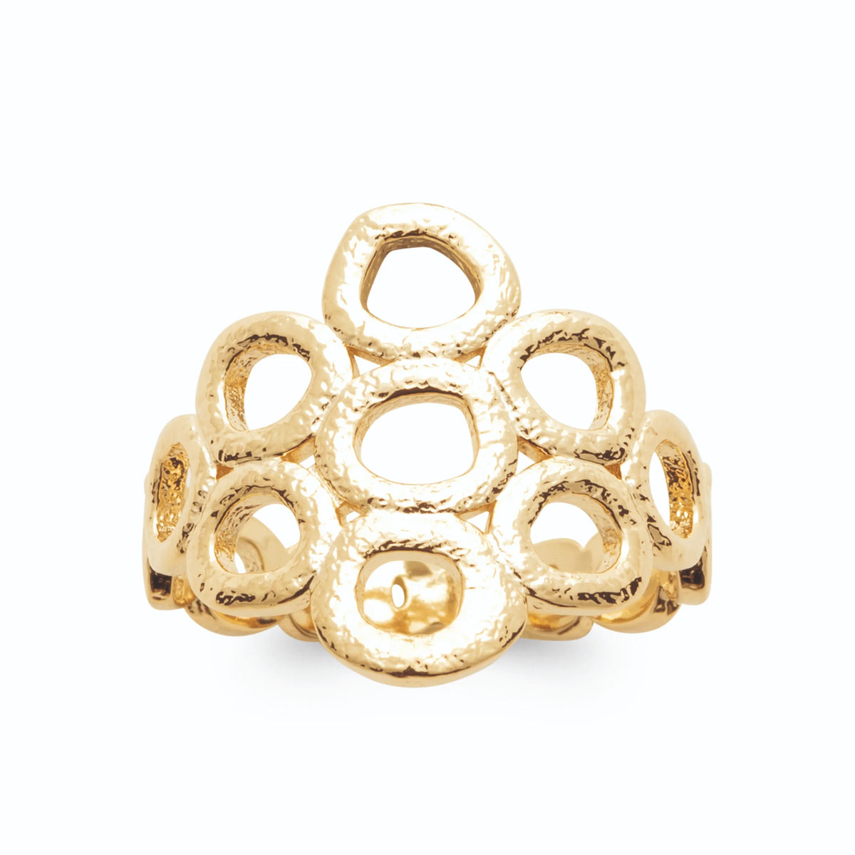 Bague bouquet de petits cercles ajourés en plaqué or