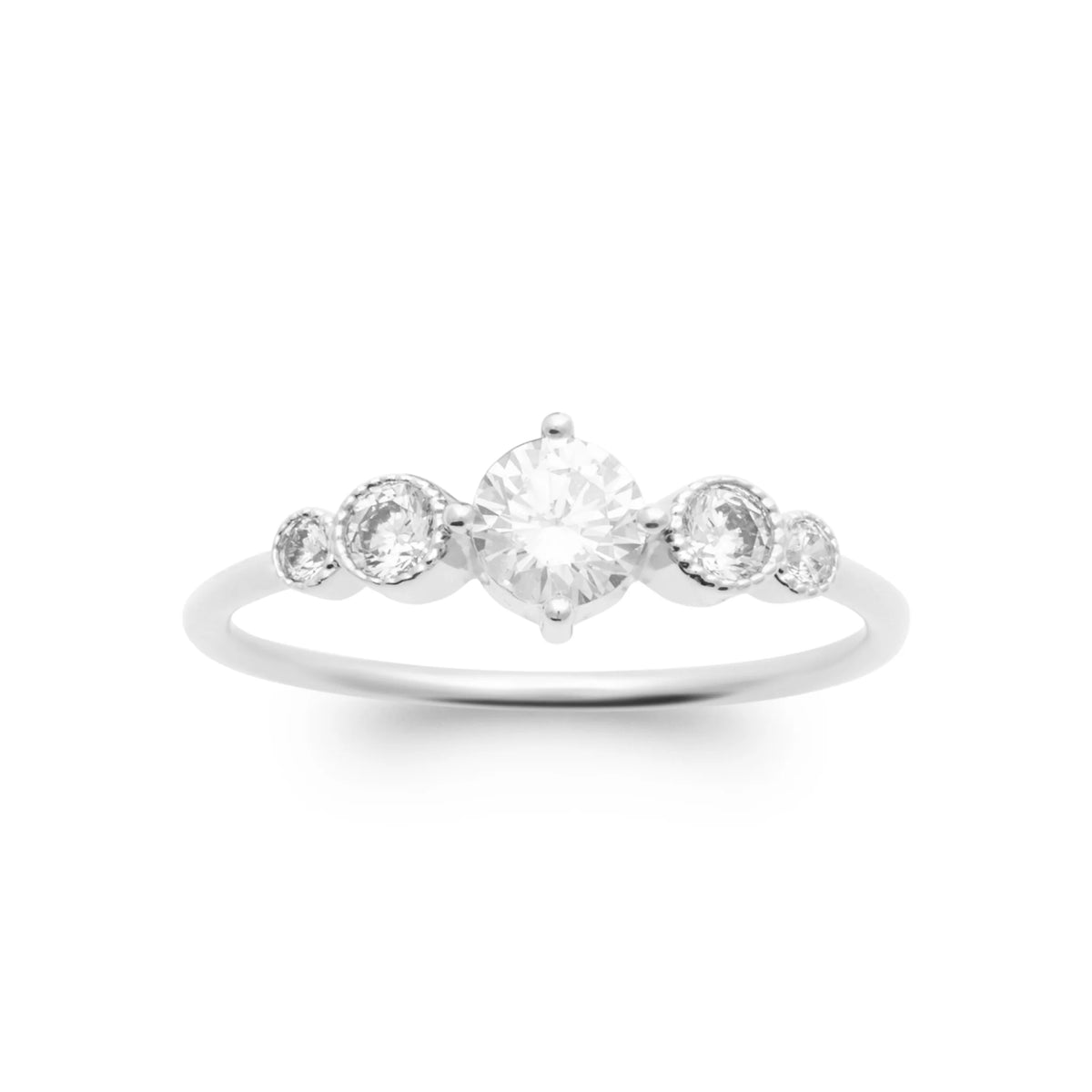 Bague bulles de zircons sertis clos en argent 925