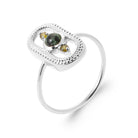 Bague cadre pavé et jaspe dalmatien en argent 925