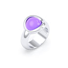 Bague femme Camille en argent 950, cabochon de pierre fine au choix Calcédoine teintée lavande