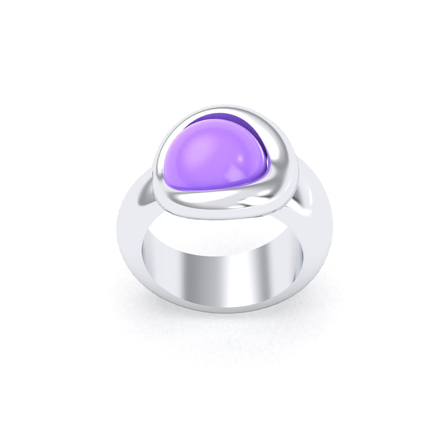 Bague de joaillerie en argent 950, vue de détail, fabriquée à l’atelier Bajoia de Sèvres