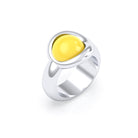 Bague femme Camille en argent 950, cabochon de pierre fine au choix Calcédoine teintée mangue