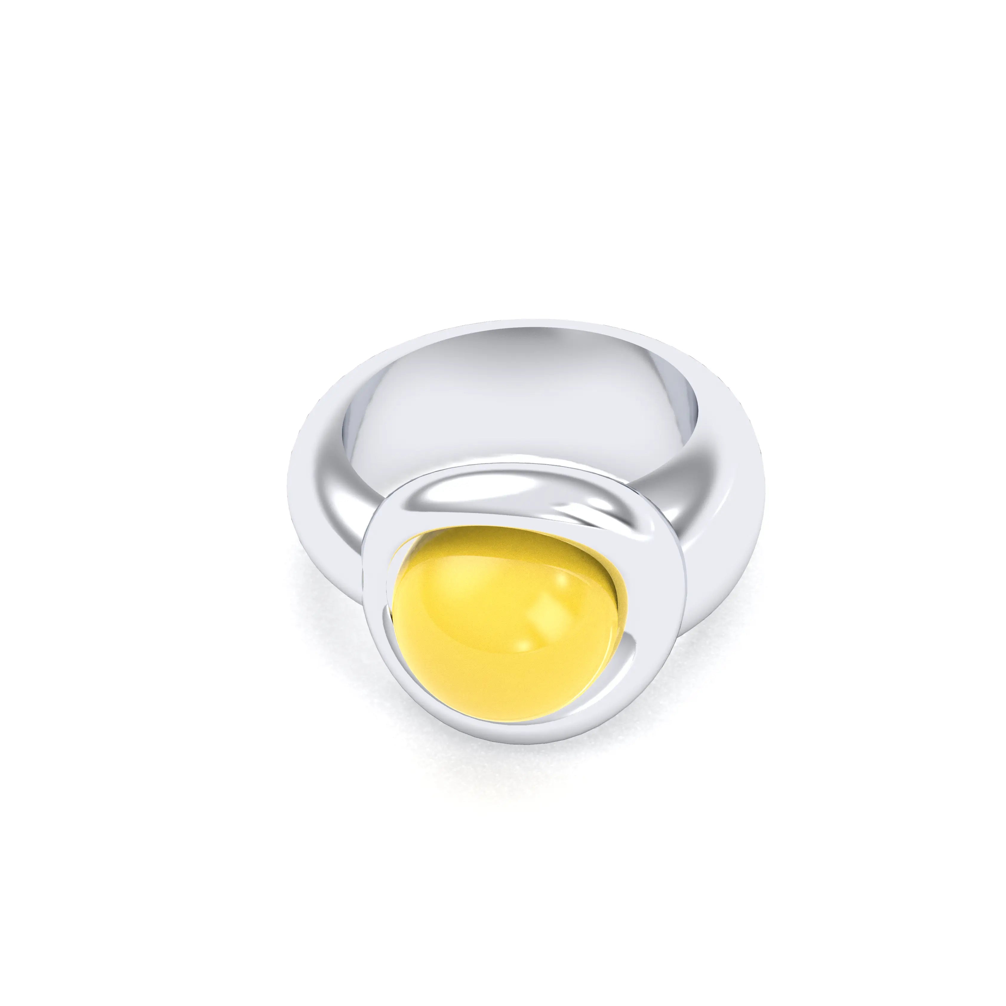 Bague femme Camille en argent 950, cabochon de pierre fine au choix