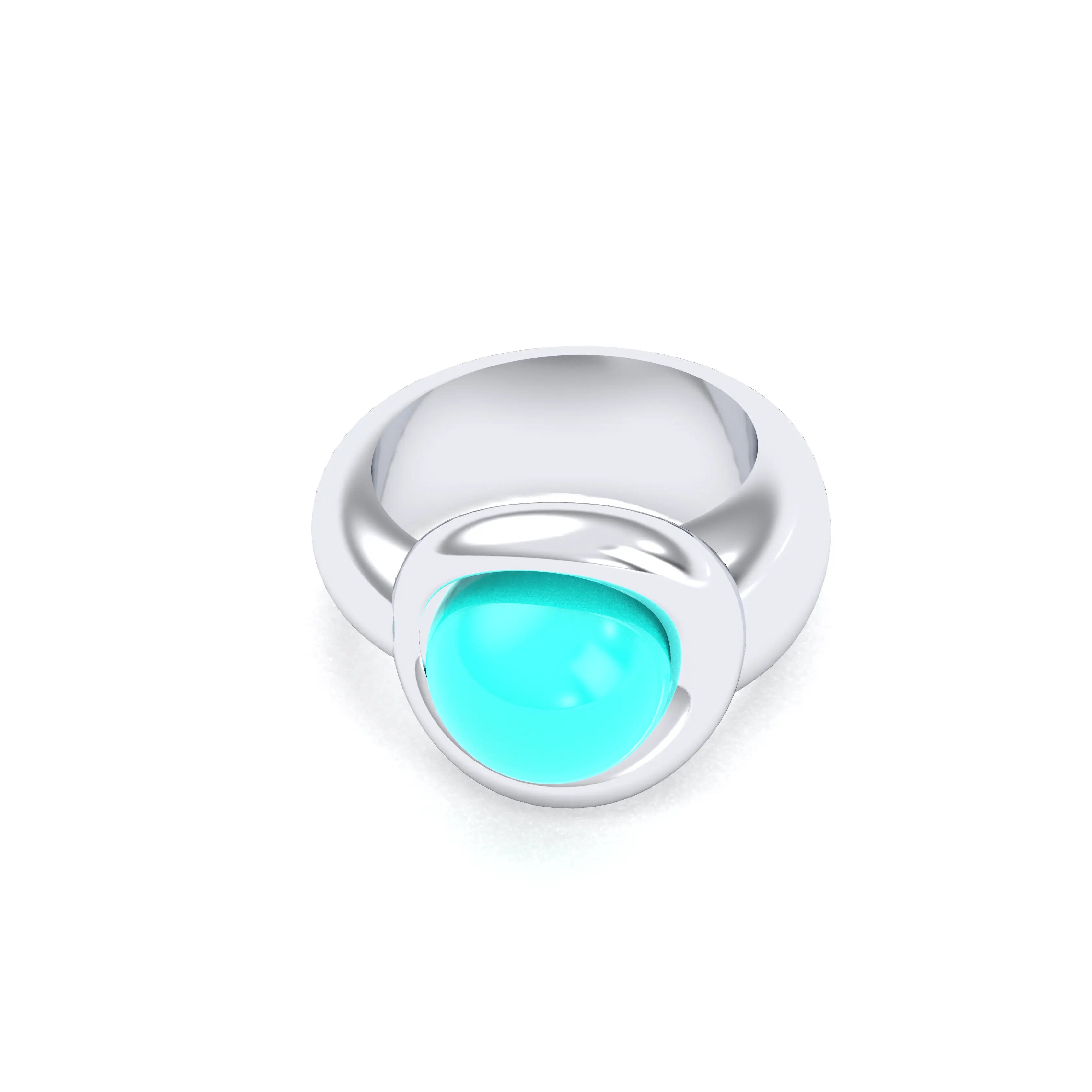 Bague femme Camille en argent 950, cabochon de pierre fine au choix