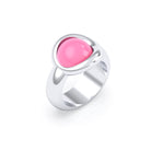 Bague femme Camille en argent 950, cabochon de pierre fine au choix Calcédoine teintée rose