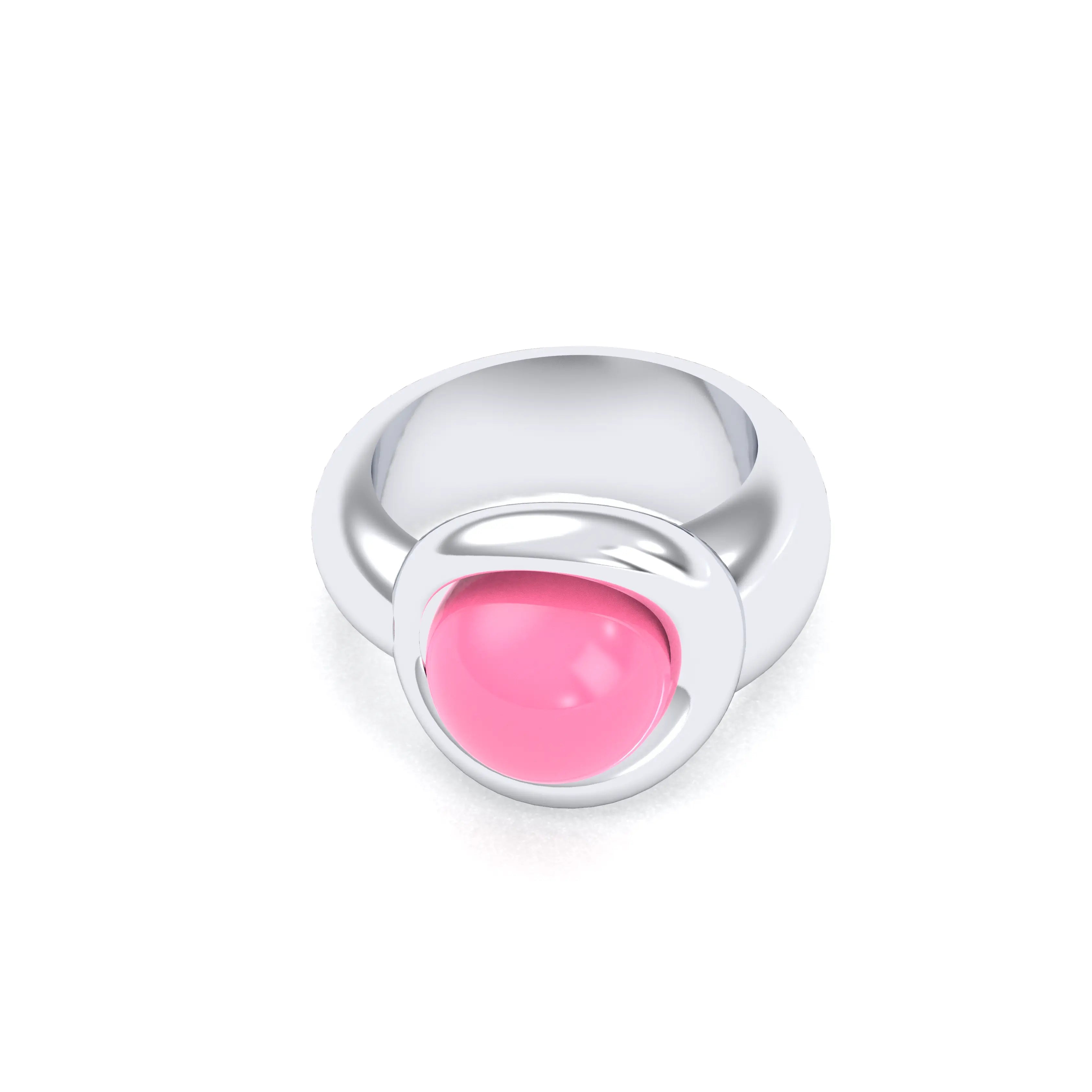 Bague femme Camille en argent 950, cabochon de pierre fine au choix