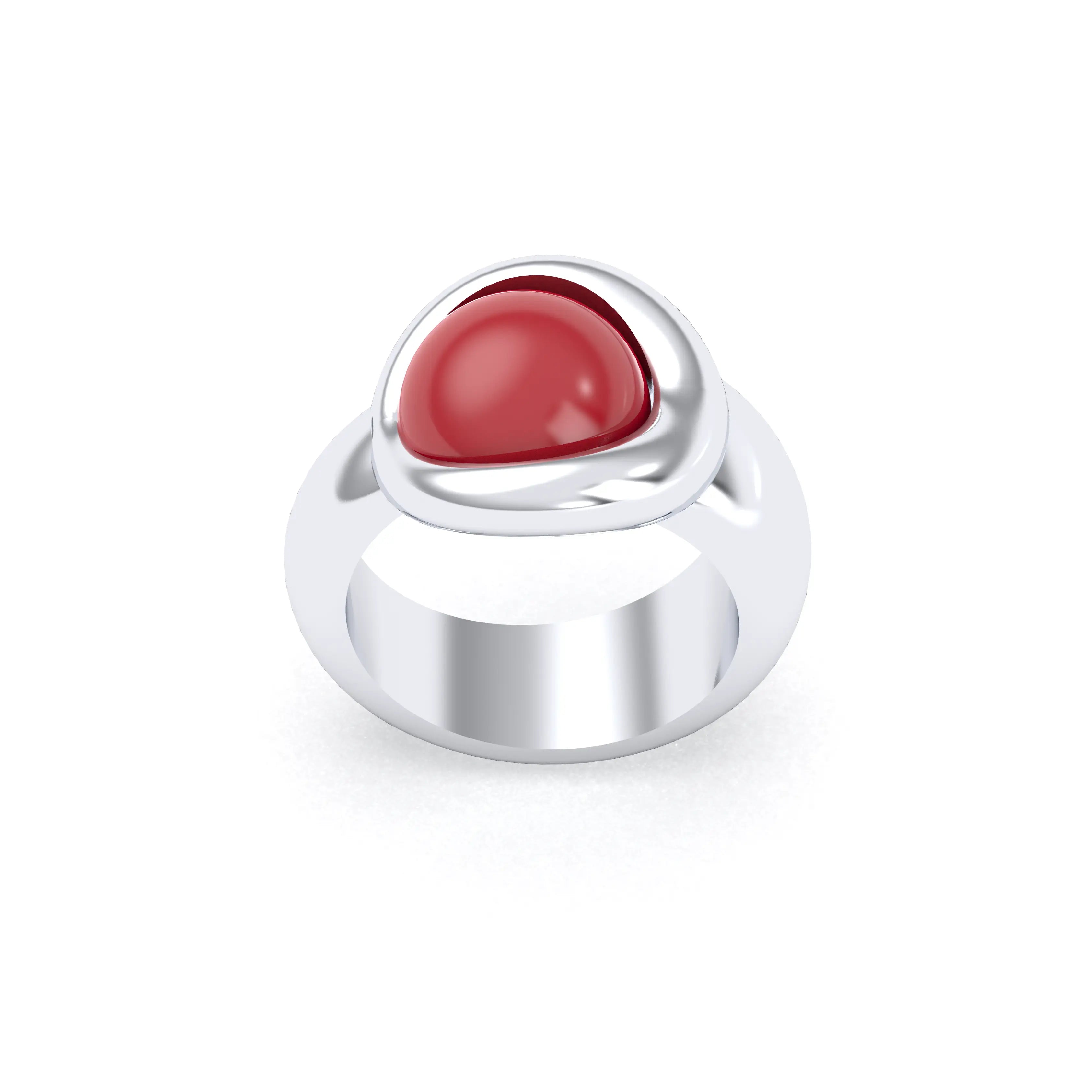 Bague femme Camille en argent 950, cabochon de pierre fine au choix