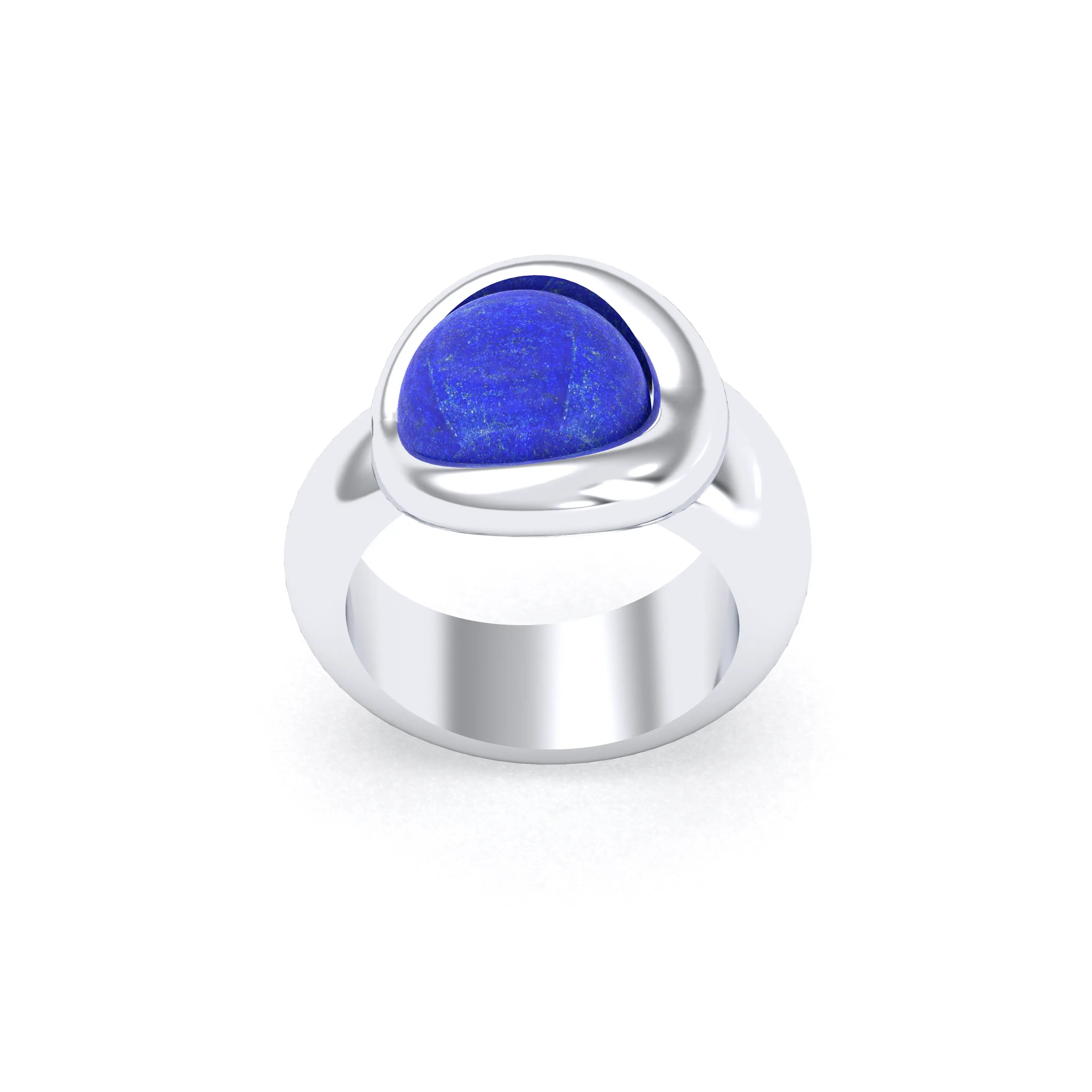 Bague femme Camille en argent 950, cabochon de pierre fine au choix