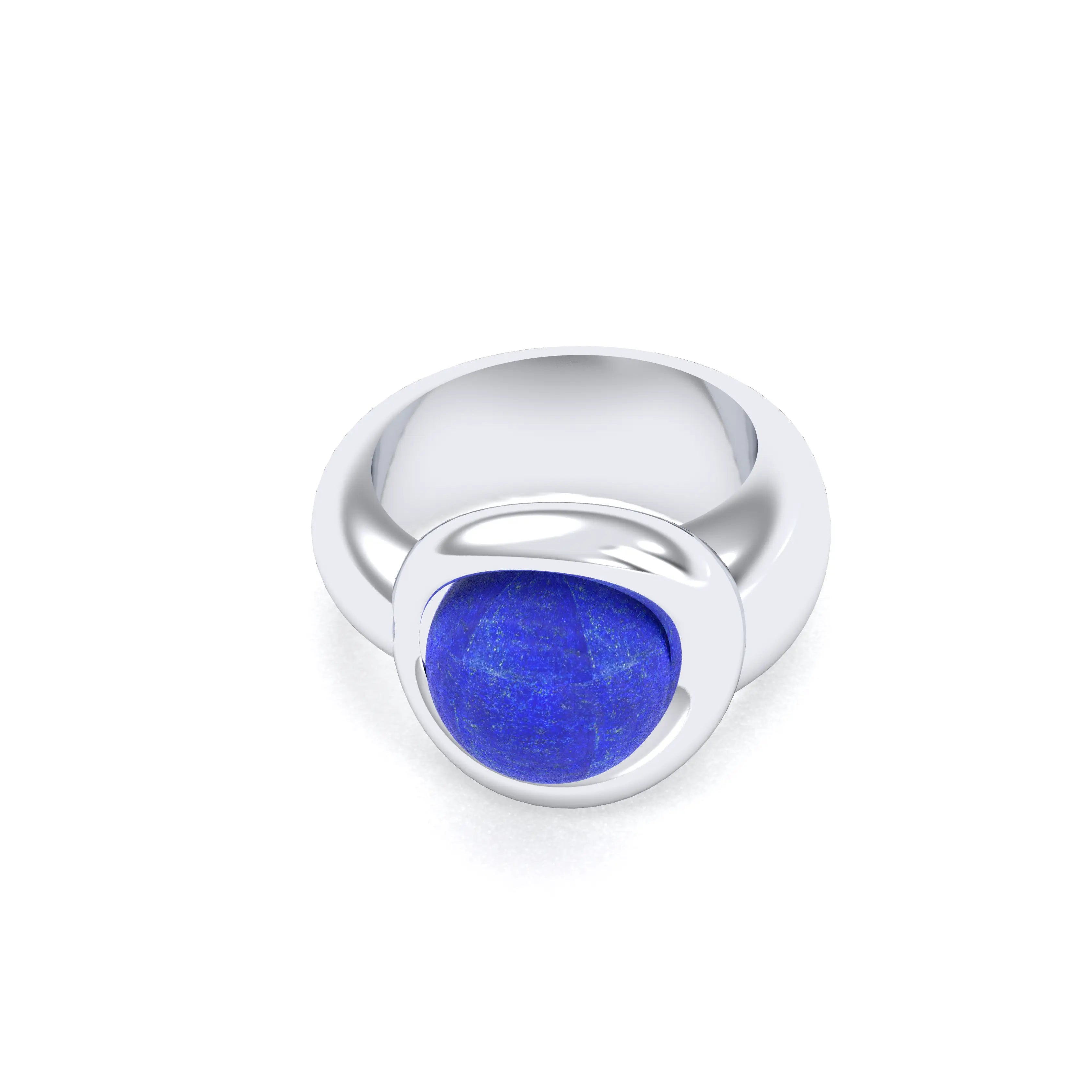 Bague femme Camille en argent 950, cabochon de pierre fine au choix