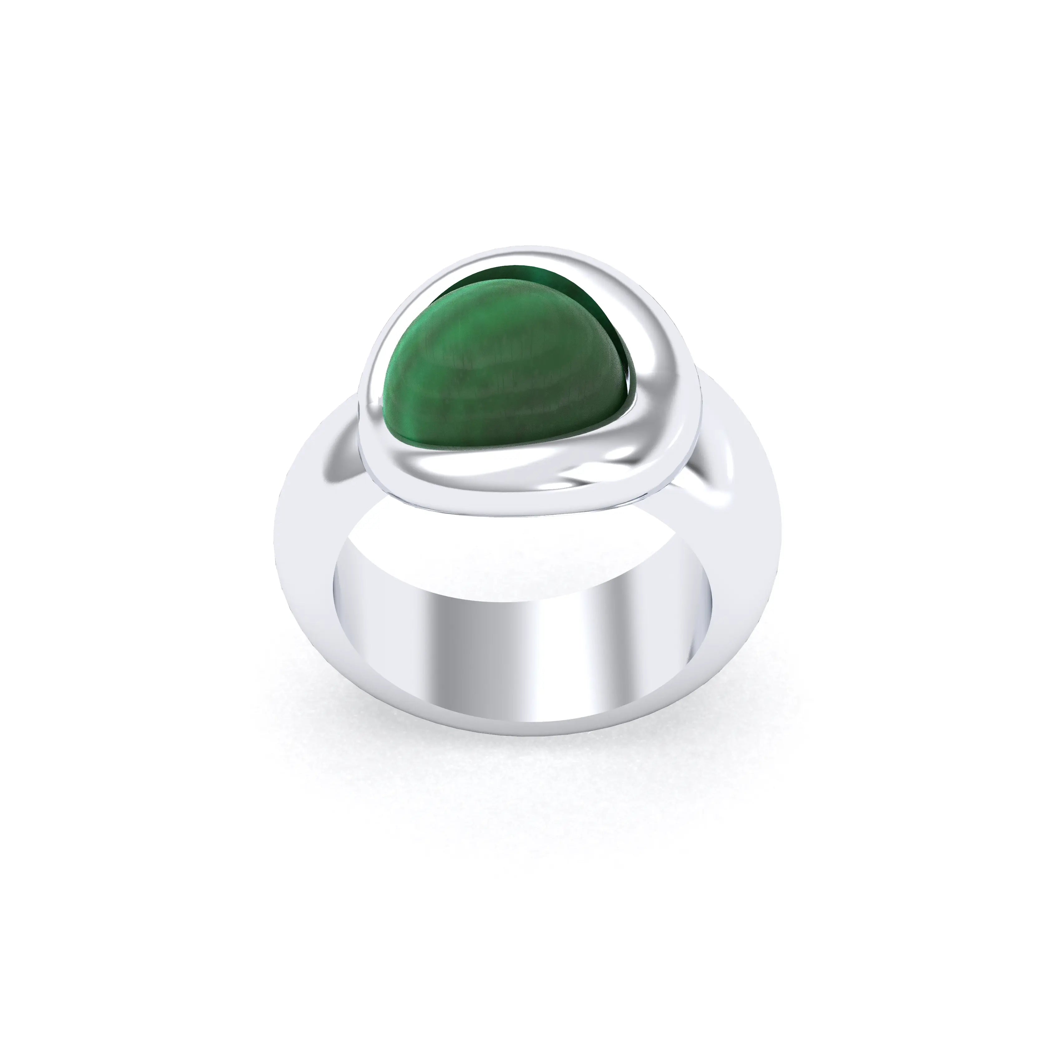 Bague femme Camille en argent 950, cabochon de pierre fine au choix