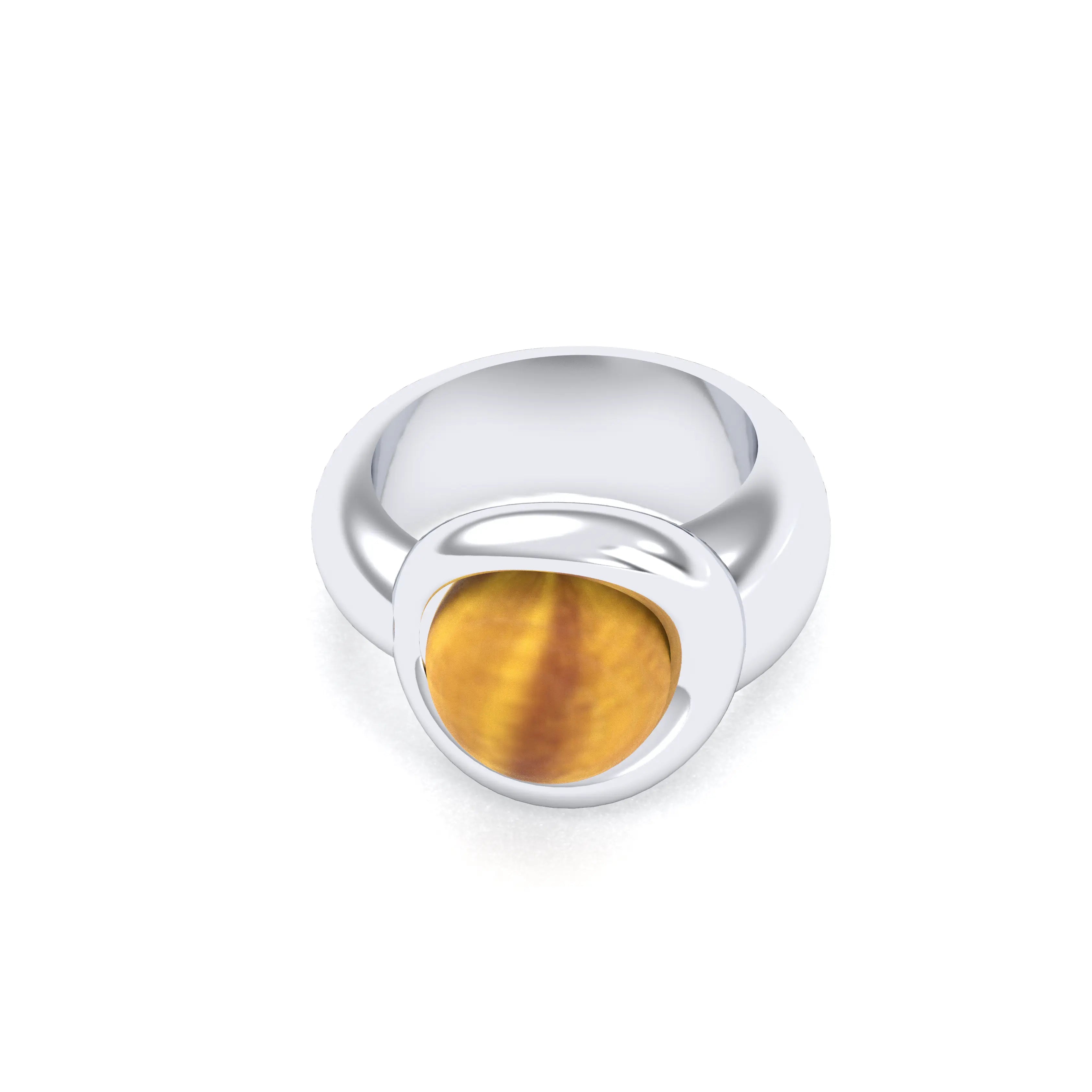 Bague femme Camille en argent 950, cabochon de pierre fine au choix