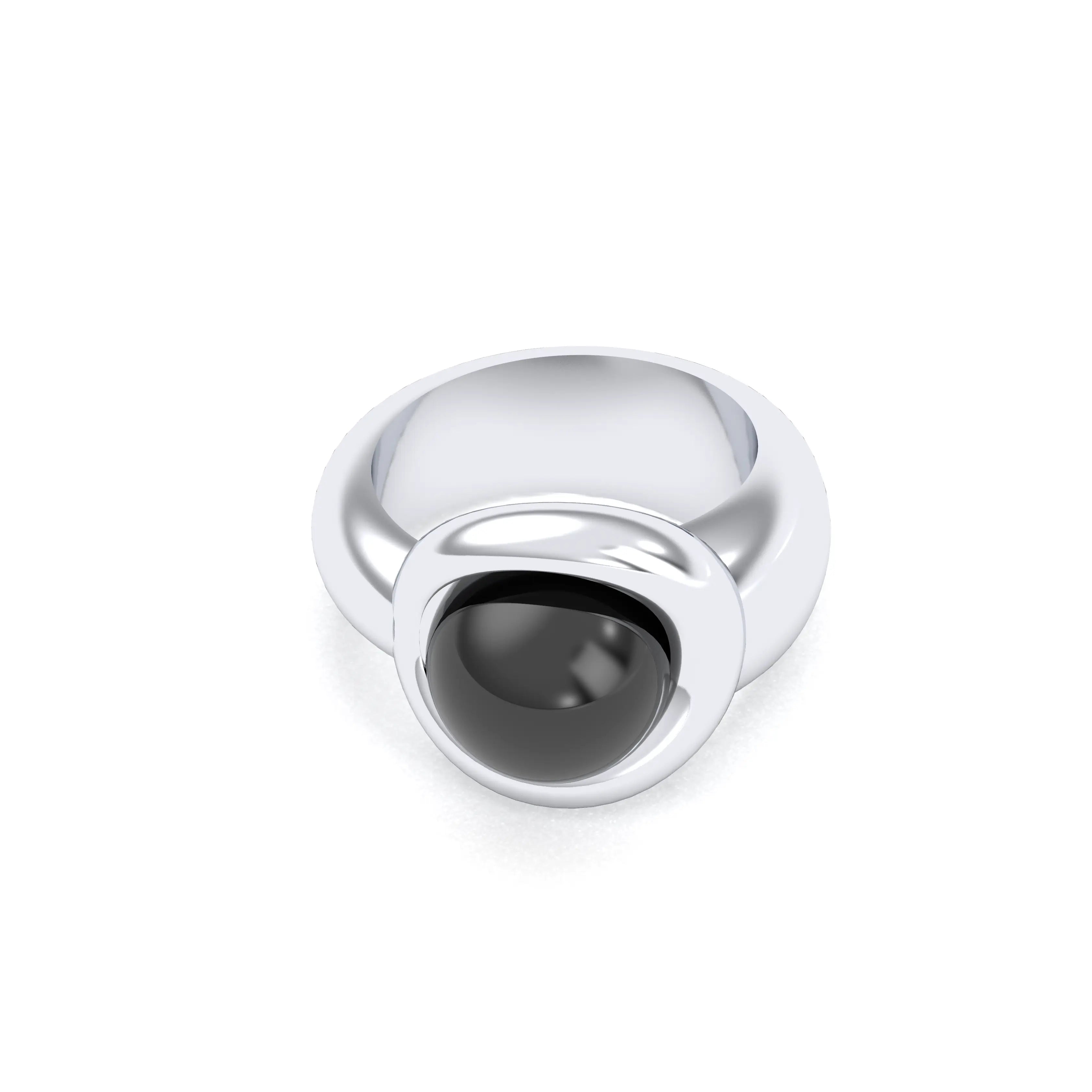 Bague femme Camille en argent 950, cabochon de pierre fine au choix