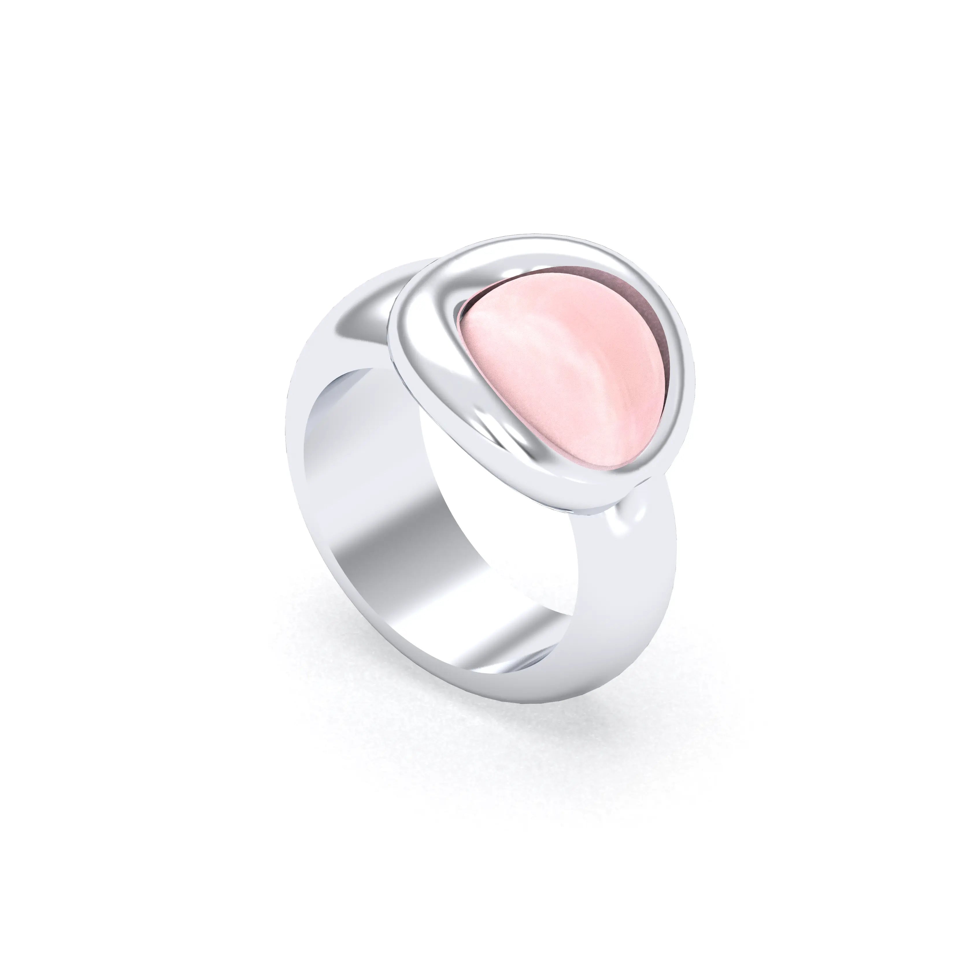Bague femme Camille en argent 950, cabochon de pierre fine au choix