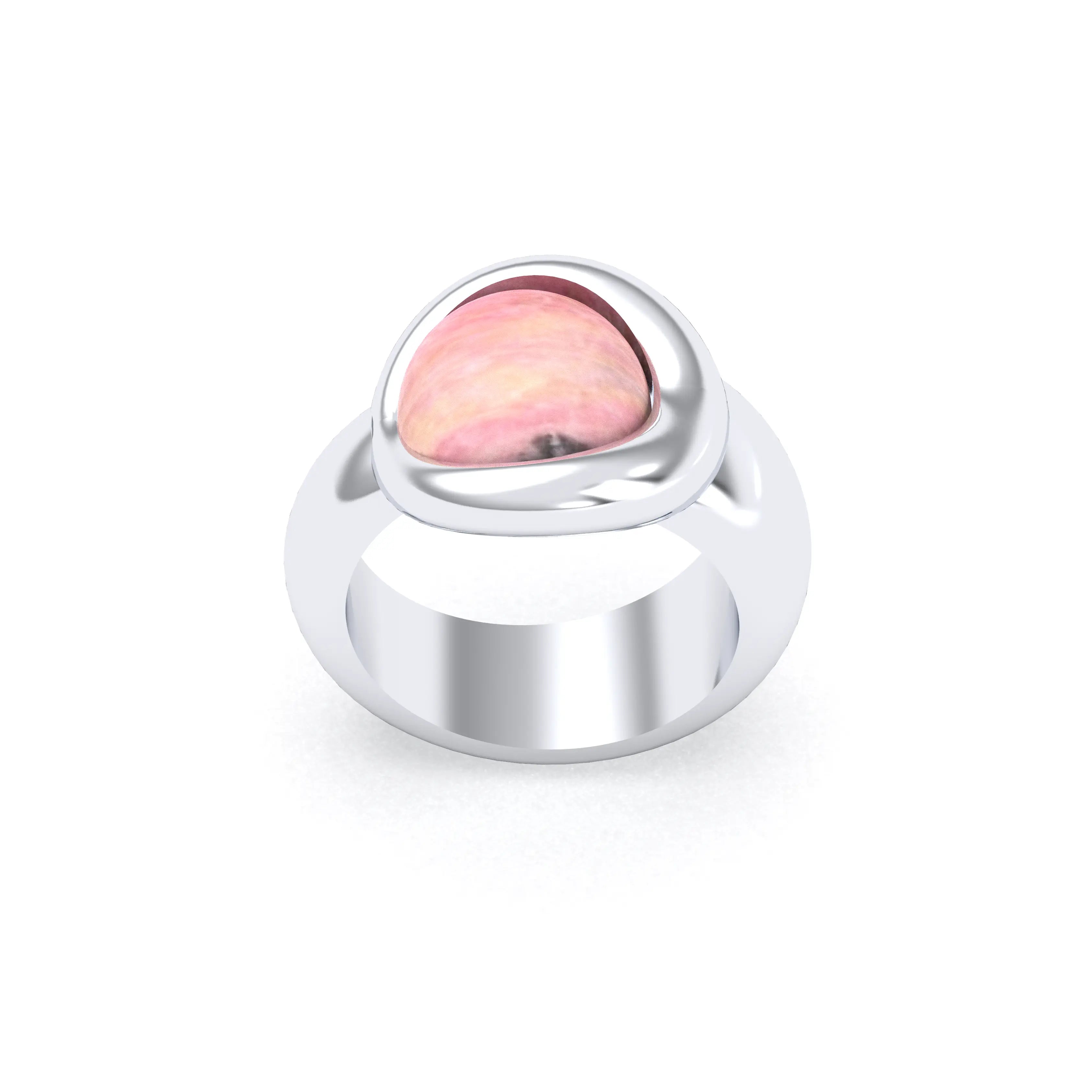 Bague femme Camille en argent 950, cabochon de pierre fine au choix