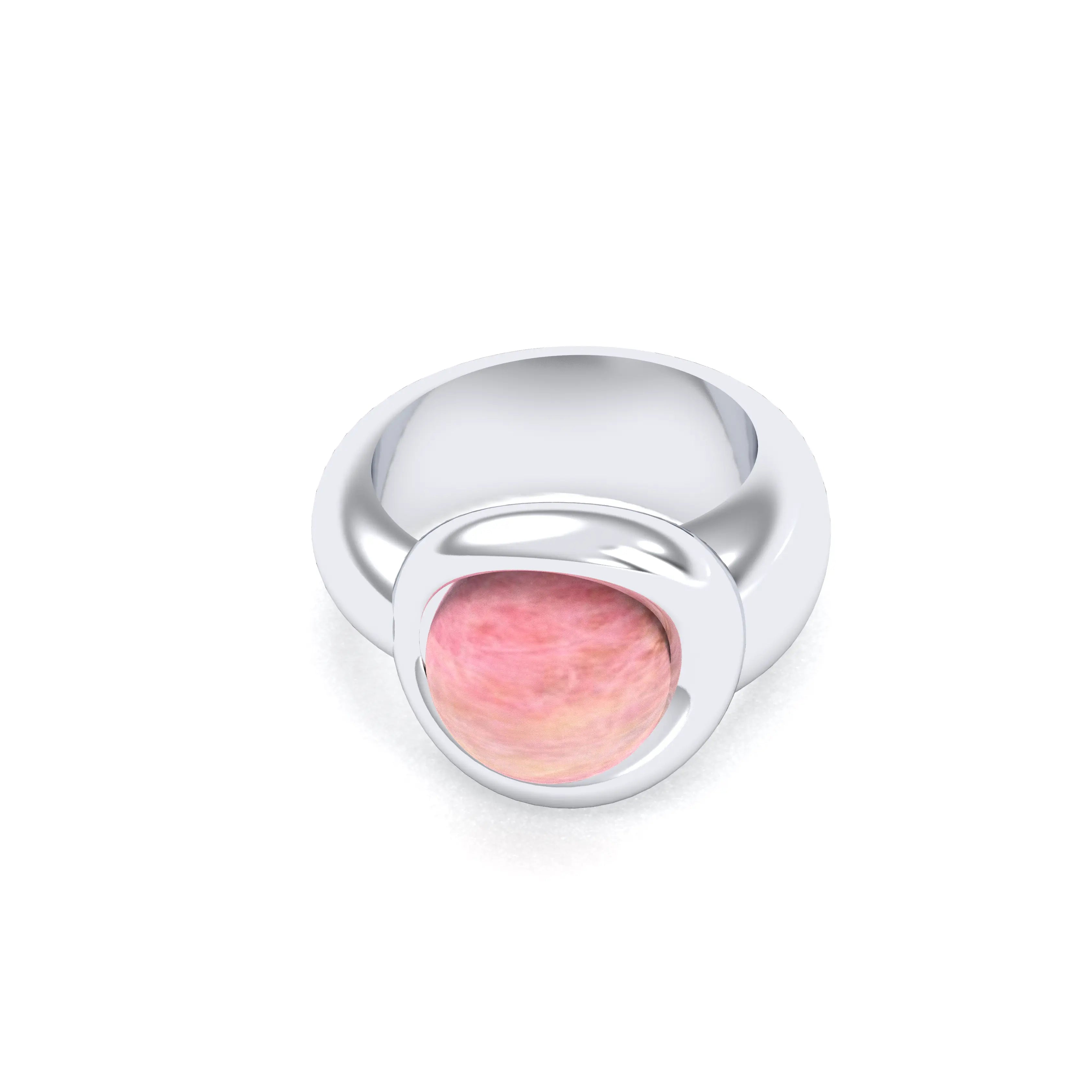 Bague femme Camille en argent 950, cabochon de pierre fine au choix