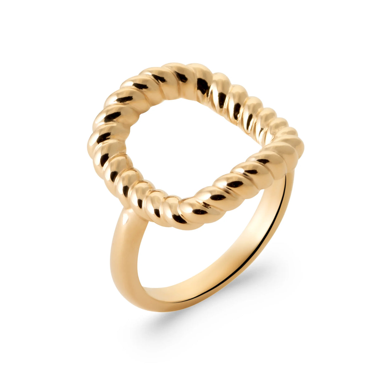 Bague carré arrondi en fil d’or torsadé en plaqué or