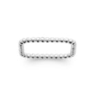Bague carrée perlée en argent 925 rhodié