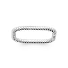 Bague carrée torsadée en argent 925 rhodié