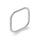 Bague carrée torsadée en argent 925 rhodié