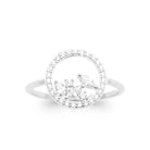 Bague cercle ajouré et étoiles de zircons en argent 925, vue de face
