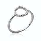 Bague cercle ajouré serti de zircons en argent 925, vue de face