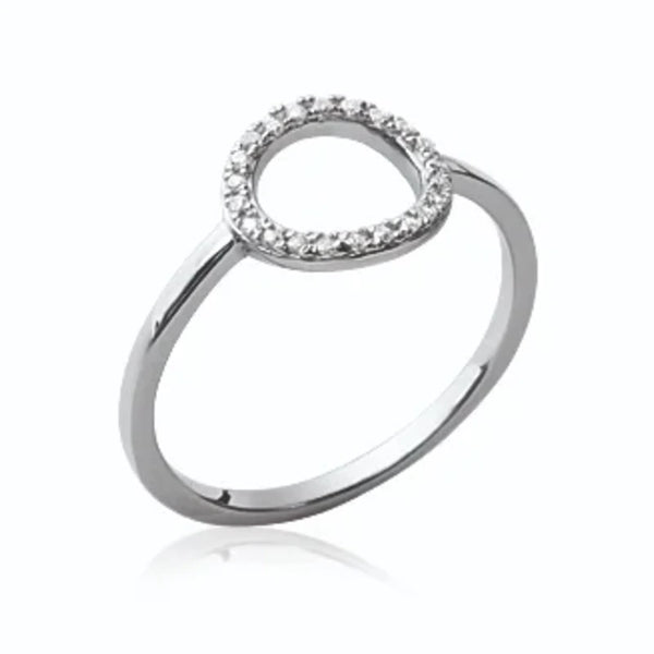 Bague cercle ajouré serti de zircons en argent 925, vue de face