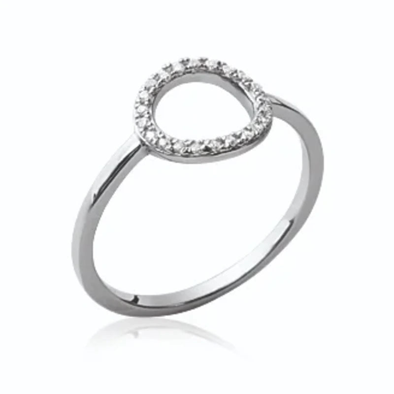 Bague cercle ajouré serti de zircons en argent 925, vue de face