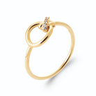 Bague cercle de fil d’or et barrette de zircons en plaqué or