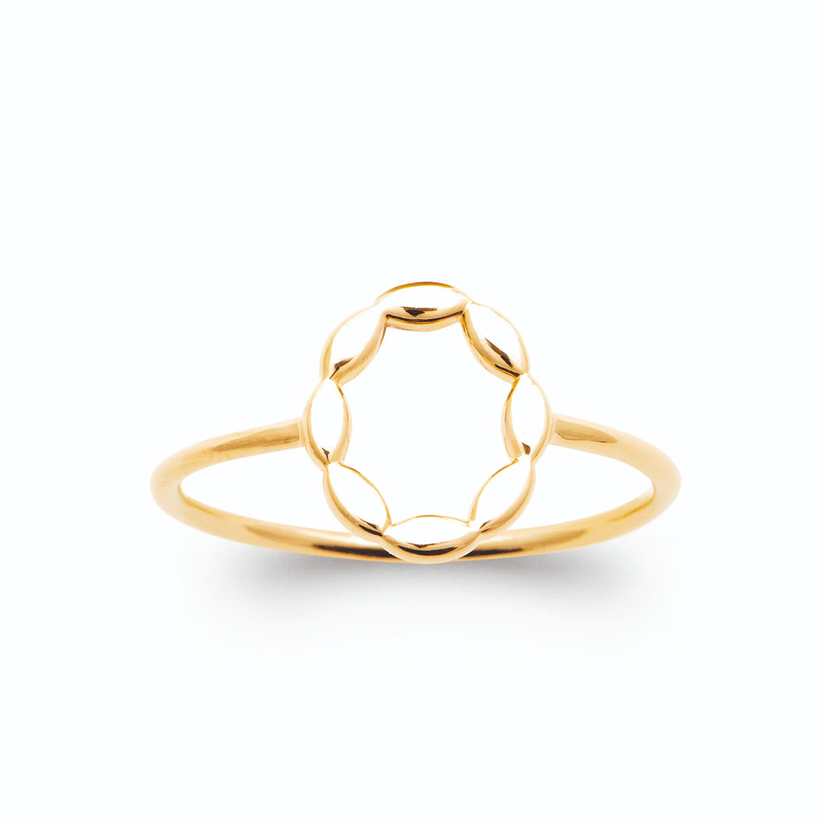 Bague cercle de maillons ovales plaqué or, vue de face