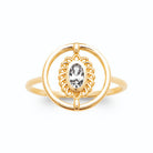 Bague cercle et médaillon zircon ovale plaqué or, vue de face