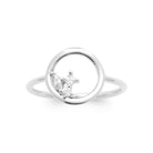 Bague cercle ouvert et bouquet de zircons central en argent 925