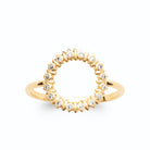 Bague cercle ouvert couronne de zircons et pointes d’or plaqué or, vue de face