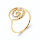Bague cercle ouvert et spirale pavée de zircons en plaqué or