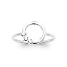 Bague cercle ouvert et trio de zircons en argent 925