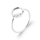 Bague cercle ouvert et trio de zircons en argent 925