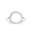 Bague cercle perlé ponctué de zircons en argent 925