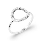 Bague cercle perlé ponctué de zircons en argent 925