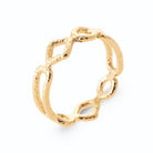 Bague chaîne de losanges ajourés en fil d’or perlé en plaqué or