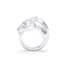 Bague Pégase – bague tête de cheval en argent 950, pierres précieuses au choix Rubis