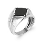 Bague chevalière agate noire en losange en argent 925 homme