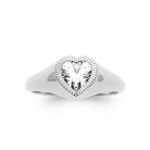 Bague chevalière cœur et zircon cœur en argent 925