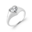 Bague chevalière cœur et zircon cœur en argent 925