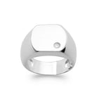 Bague chevalière coussin sertie d’un zircon en argent rhodié homme