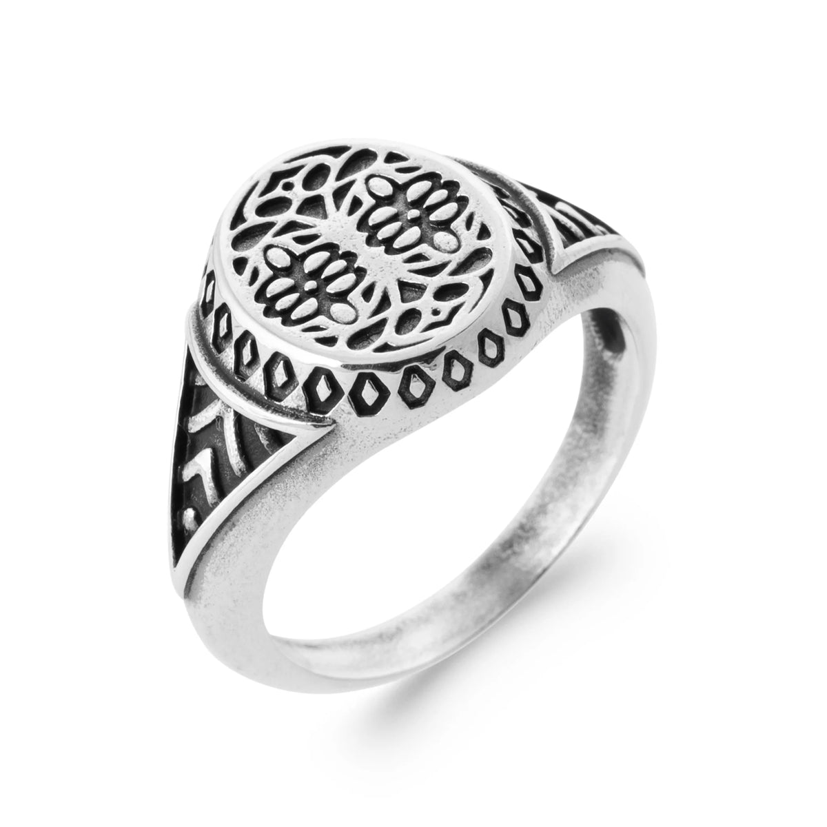 Bague chevalière ovale à entrelacs en argent 925 homme